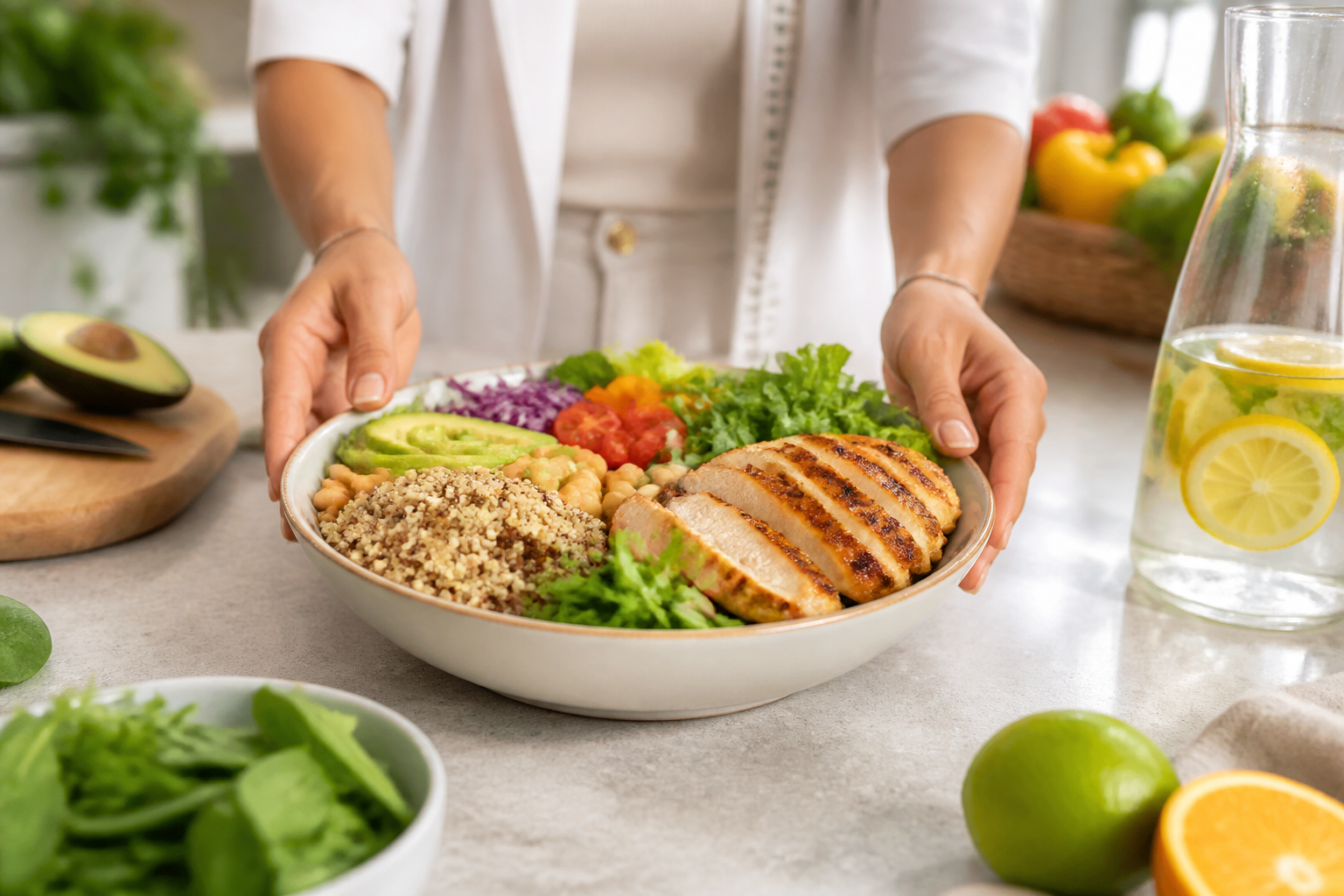 Plato balanceado preparado por especialista en nutricion